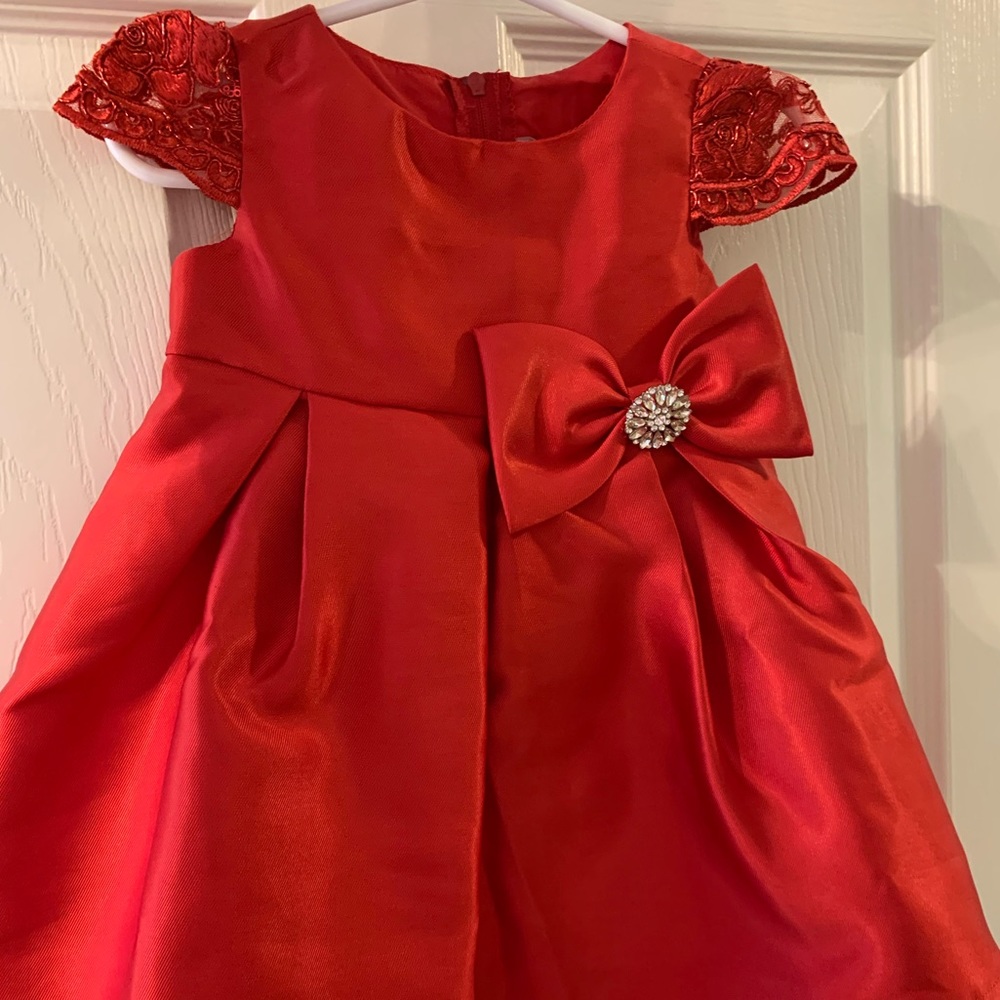 Rare Editions red baby girl dress